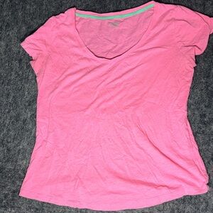 Boden Bright Pink V-Neck Short Sleeve Tee
